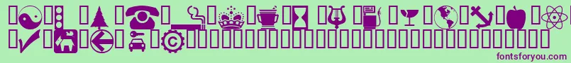 フォントWmsymbols – 緑の背景に紫のフォント