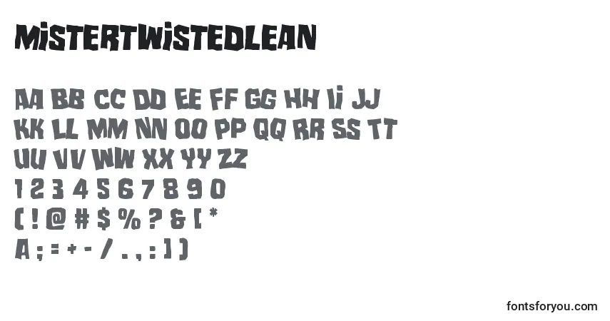Czcionka Mistertwistedlean – alfabet, cyfry, specjalne znaki