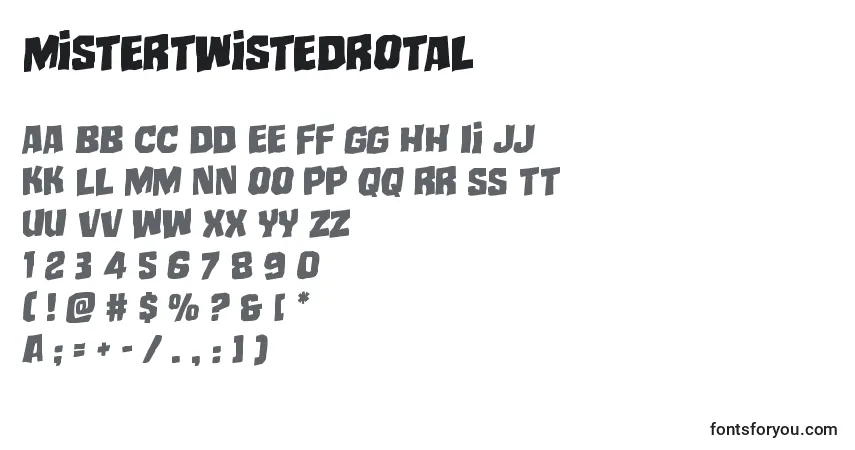 Schriftart Mistertwistedrotal – Alphabet, Zahlen, spezielle Symbole