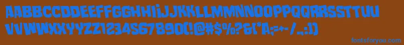mistertwistedrotate-Schriftart – Blaue Schriften auf braunem Hintergrund