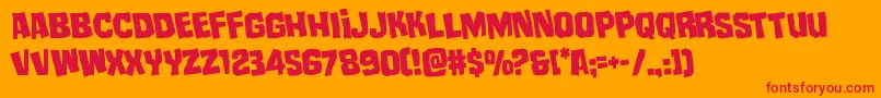 mistertwistedrotate-Schriftart – Rote Schriften auf orangefarbenem Hintergrund