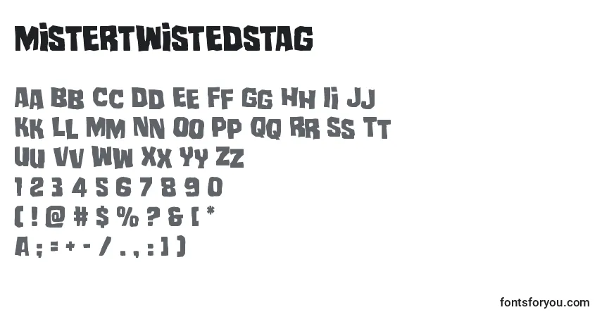 Шрифт Mistertwistedstag – алфавит, цифры, специальные символы