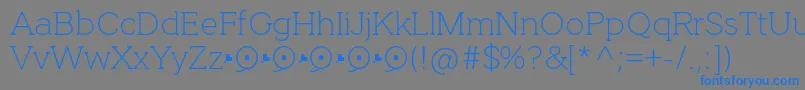 フォントQuotusThin – 灰色の背景に青い文字