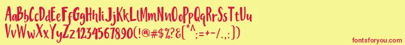 フォントMisteryFont – 赤い文字の黄色い背景