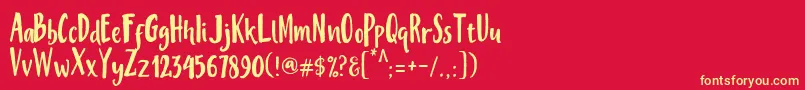 フォントMisteryFont – 黄色の文字、赤い背景