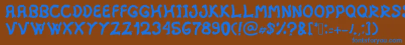 フォントMistica – 茶色の背景に青い文字