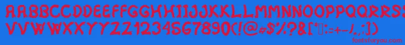 Mistica Font – Red Fonts on Blue Background