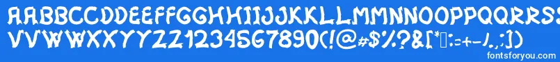 フォントMistica – 青い背景に白い文字