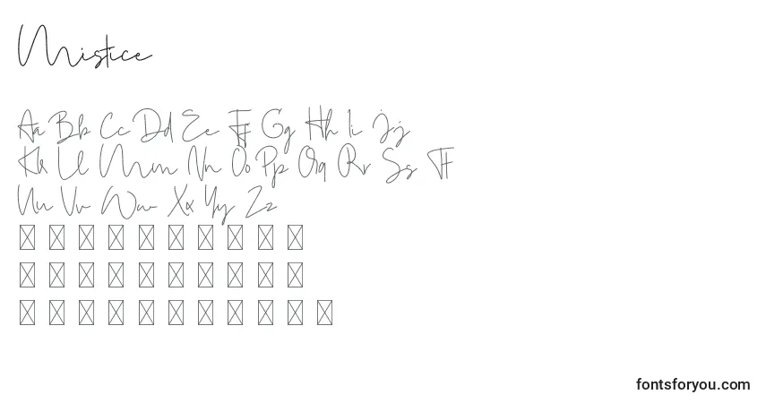 Шрифт Mistice – алфавит, цифры, специальные символы