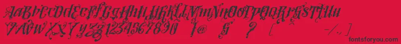 Fonte VtksLoversItalic – fontes pretas em um fundo vermelho