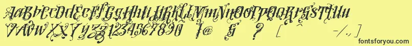 フォントVtksLoversItalic – 黒い文字の黄色い背景