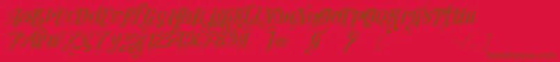 フォントVtksLoversItalic – 赤い背景に茶色の文字