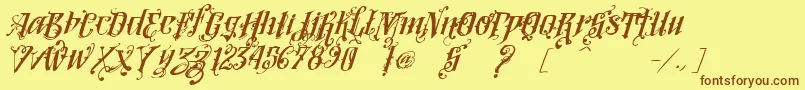 VtksLoversItalic Font – Brown Fonts on Yellow Background