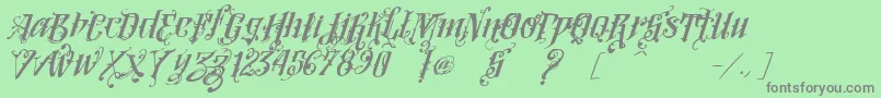 Fonte VtksLoversItalic – fontes cinzas em um fundo verde