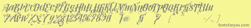 Fonte VtksLoversItalic – fontes cinzas em um fundo amarelo