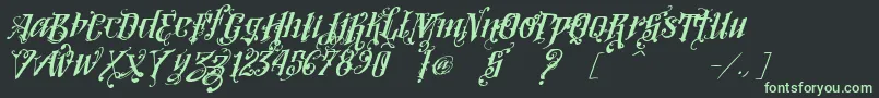 Fonte VtksLoversItalic – fontes verdes em um fundo preto