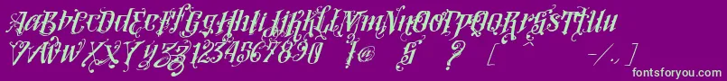 VtksLoversItalic Font – Green Fonts on Purple Background