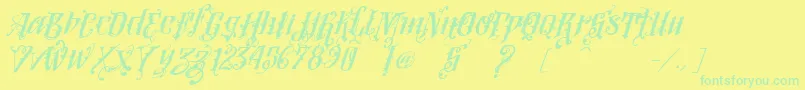 フォントVtksLoversItalic – 黄色い背景に緑の文字