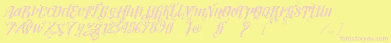 Fonte VtksLoversItalic – fontes rosa em um fundo amarelo