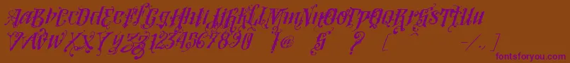 VtksLoversItalic Font – Purple Fonts on Brown Background