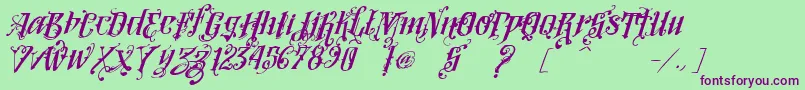 Fonte VtksLoversItalic – fontes roxas em um fundo verde