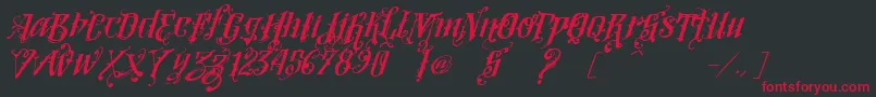 VtksLoversItalic Font – Red Fonts on Black Background