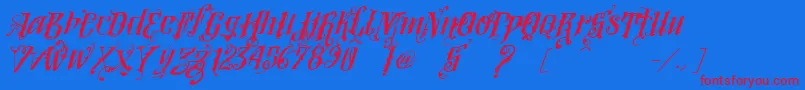 Fonte VtksLoversItalic – fontes vermelhas em um fundo azul