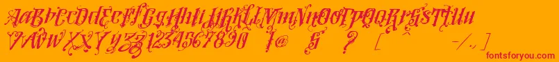 VtksLoversItalic Font – Red Fonts on Orange Background