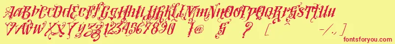 VtksLoversItalic Font – Red Fonts on Yellow Background