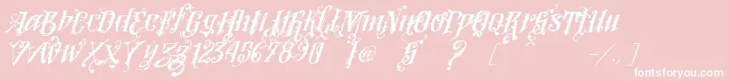 Fonte VtksLoversItalic – fontes brancas em um fundo rosa