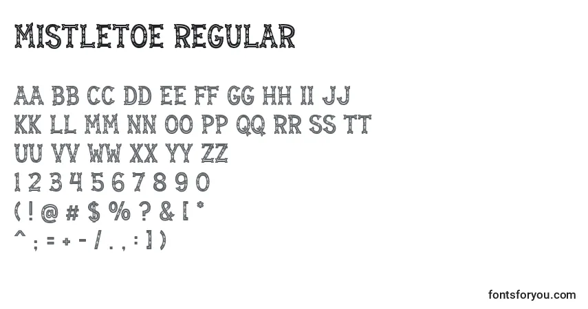 Schriftart Mistletoe Regular – Alphabet, Zahlen, spezielle Symbole