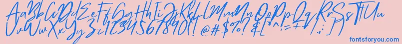 フォントMistrully – ピンクの背景に青い文字