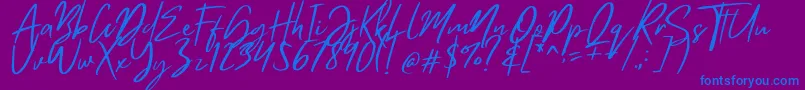 Mistrully Font – Blue Fonts on Purple Background