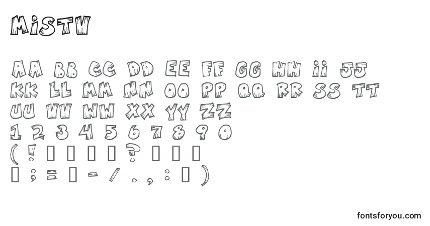 A fonte MISTV    (134522) – alfabeto, números, caracteres especiais