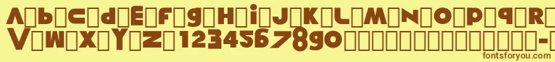 フォントMisunderstanding – 茶色の文字が黄色の背景にあります。