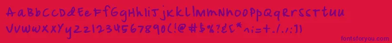 Mix Doodle-Schriftart – Violette Schriften auf rotem Hintergrund