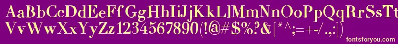 MixCarpathia-Schriftart – Gelbe Schriften auf violettem Hintergrund