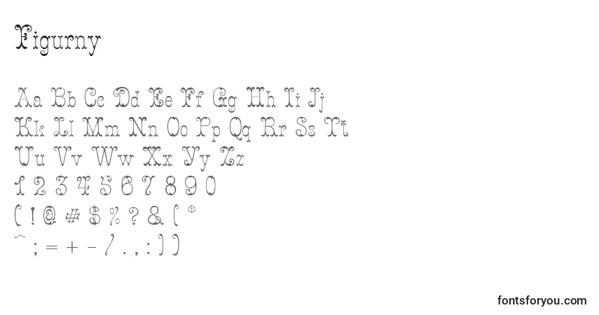 Schriftart Figurny – Alphabet, Zahlen, spezielle Symbole
