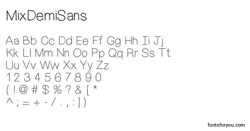 MixDemiSansフォント–アルファベット、数字、特殊文字