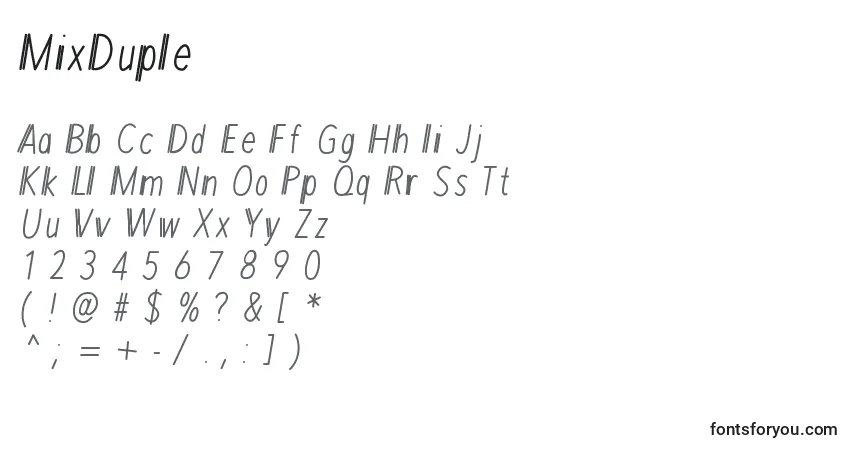 Czcionka MixDuple – alfabet, cyfry, specjalne znaki