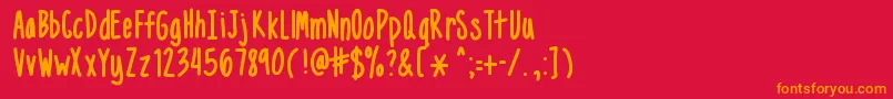 フォントMixNarrow – 赤い背景にオレンジの文字