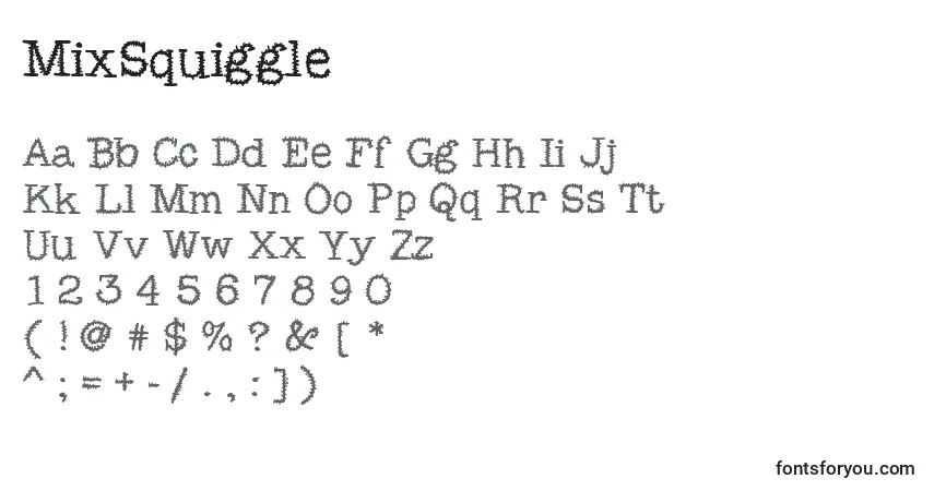MixSquiggle-fontti – aakkoset, numerot, erikoismerkit