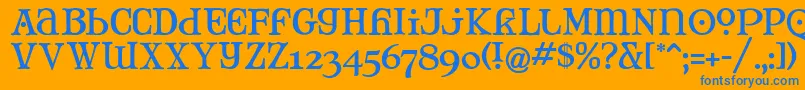 Czcionka MJTANK   – niebieskie czcionki na pomarańczowym tle