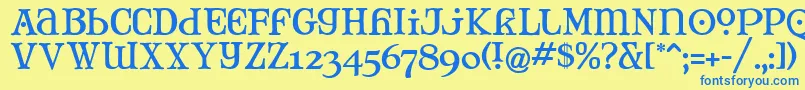 フォントMJTANK   – 青い文字が黄色の背景にあります。