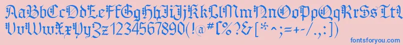 フォントMKBrokenTypes – ピンクの背景に青い文字