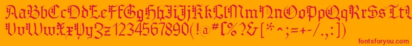 フォントMKBrokenTypes – オレンジの背景に赤い文字
