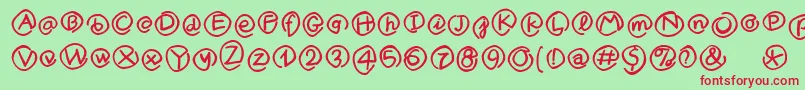 フォントMKlammerAffen – 赤い文字の緑の背景