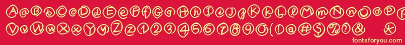 MKlammerAffen-fontti – keltaiset fontit punaisella taustalla
