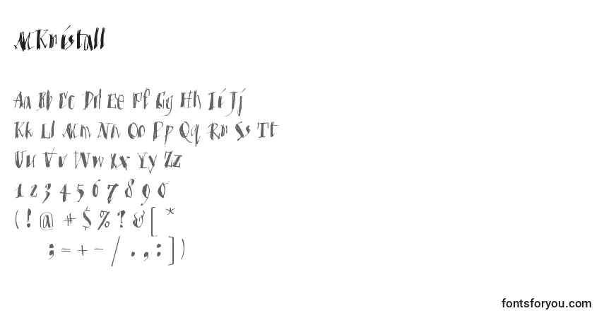 A fonte MKristall (134547) – alfabeto, números, caracteres especiais
