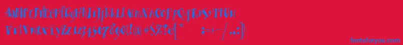 フォントMKristall – 赤い背景に青い文字